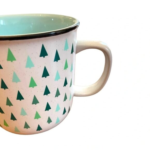 David’s Tea Rustic Mug Christmas Holiday Camper Cup with Little Green Trees 13oz - Picture 2 of 14